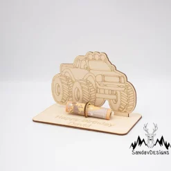 Geldgeschenk Monstertruck - aus Holz personalisiert
