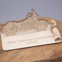 Geldgeschenk Motorrad - aus Holz personalisiert