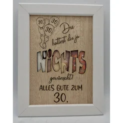Geldgeschenk Nichts zum 30. Geburtstag Personalisiert, 30er  Bilderrahmen Geburtstagsgeschenk, Geschenkidee, Ho