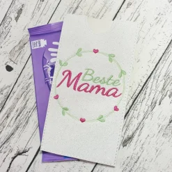 Geldgeschenk oder Schokoladenhülle mit Spruch aus Kunstleder auch für große Tafeln