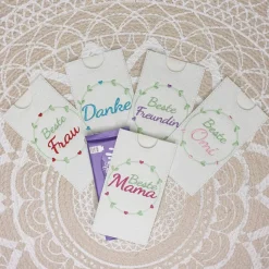 Geldgeschenk oder Schokoladenhülle mit Spruch aus Kunstleder auch für große Tafeln