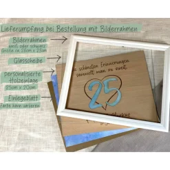 Geldgeschenk personalisiert zur Silberhochzeit mit Herz und der 25, Geschenk Silberhochzeit, Jubiläum, personalisiert