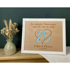 Geldgeschenk personalisiert zur Silberhochzeit mit Herz und der 25, Geschenk Silberhochzeit, Jubiläum, personalisiert