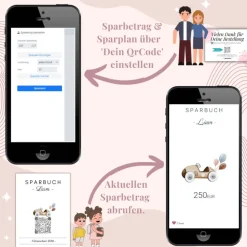 Geldgeschenk Personalisiert | Virtuelles Sparbuch | QrCode Geschenkkarte inklusive Reagenzglas und Kartenständern | Auto