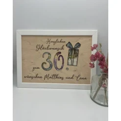 Geldgeschenk personalisiert zum Geburtstag, Andenken Bilderrahmen Geburtstagsgeschenk, Geschenkidee, Geldverpackung,Hoch