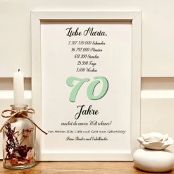 Geldgeschenk personalisiert zum 70. Geburtstag | Geld im Bilderrahmen | Geburtstagsgeschenk Geld im Bild