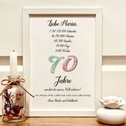 Geldgeschenk personalisiert zum 70. Geburtstag | Geld im Bilderrahmen | Geburtstagsgeschenk Geld im Bild