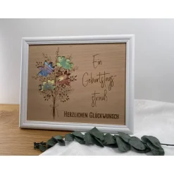 Geldgeschenk personalisiert: zum Geburtstag mit Blumenstrauß, Geschenk Wunscherfüller,  Geburtstagsblumen