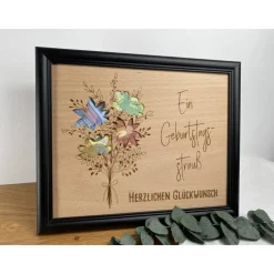 Geldgeschenk personalisiert: zum Geburtstag mit Blumenstrauß, Geschenk Wunscherfüller,  Geburtstagsblumen