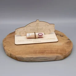 Geldgeschenk Polizeiauto - aus Holz personalisiert