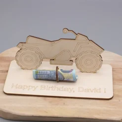 Geldgeschenk Quad - aus Holz personalisiert