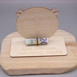 Geldgeschenk Saugroboter - aus Holz personalisiert