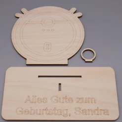 Geldgeschenk Saugroboter - aus Holz personalisiert