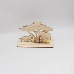 Geldgeschenk Savanne - aus Holz personalisiert