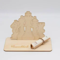 Geldgeschenk Schach- aus Holz personalisiert