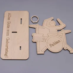 Geldgeschenk Schlagzeug - aus Holz personalisiert