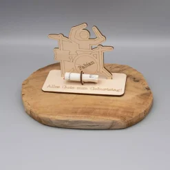 Geldgeschenk Schlagzeug - aus Holz personalisiert