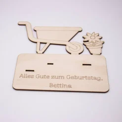 Geldgeschenk Schubkarre - aus Holz personalisiert