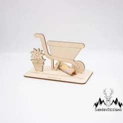 Geldgeschenk Schubkarre - aus Holz personalisiert