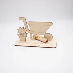 Geldgeschenk Schubkarre - aus Holz personalisiert