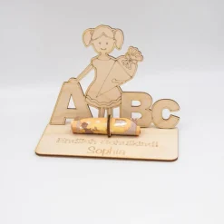Geldgeschenk Schulanfang Mädchen - aus Holz personalisiert