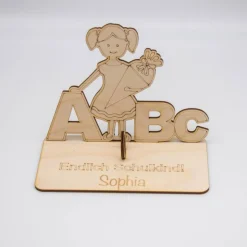 Geldgeschenk Schulanfang Mädchen - aus Holz personalisiert
