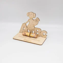 Geldgeschenk Schulanfang Mädchen - aus Holz personalisiert