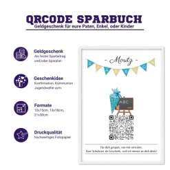 Geldgeschenk Schulanfang | Digitales QrCode Sparbuch | Motiv Schultüte