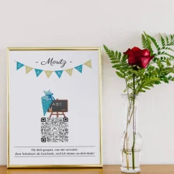 Geldgeschenk Schulanfang | Digitales QrCode Sparbuch | Motiv Schultüte