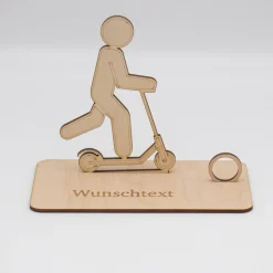 Geldgeschenk Scooter - aus Holz personalisiert