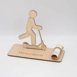 Geldgeschenk Scooter - aus Holz personalisiert