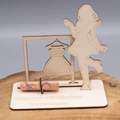 Geldgeschenk Shopping - aus Holz personalisiert