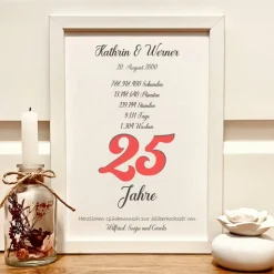 Geldgeschenk Silberhochzeit personalisiert – Bilderrahmen Geschenk 25 Jahre Ehe