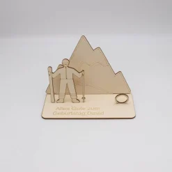 Geldgeschenk Skifahrer - aus Holz personalisiert