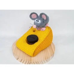 Geldgeschenk Spardose Sparschwein Gutschein Amigurumi Maus Käse Holzplatte Geschenkverpackung Name Individualisierb