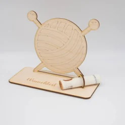 Geldgeschenk Stricken - aus Holz personalisiert