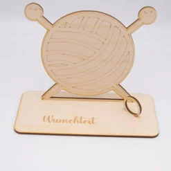 Geldgeschenk Stricken - aus Holz personalisiert