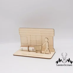 Geldgeschenk Supermarkt - aus Holz personalisiert