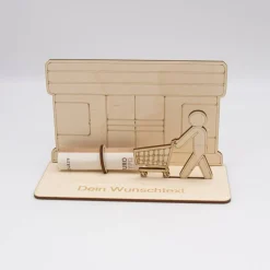 Geldgeschenk Supermarkt - aus Holz personalisiert