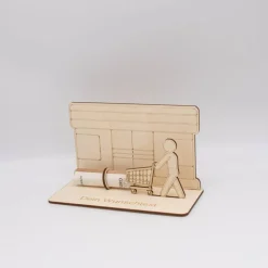 Geldgeschenk Supermarkt - aus Holz personalisiert