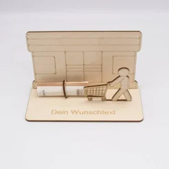 Geldgeschenk Supermarkt - aus Holz personalisiert