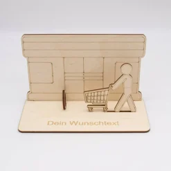 Geldgeschenk Supermarkt - aus Holz personalisiert