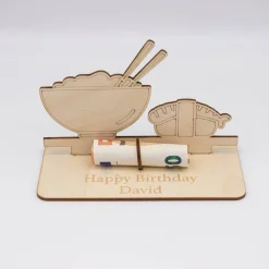 Geldgeschenk Sushi - aus Holz personalisiert