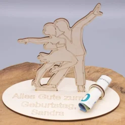 Geldgeschenk Tanzpaar - aus Holz personalisiert