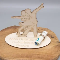 Geldgeschenk Tanzpaar - aus Holz personalisiert
