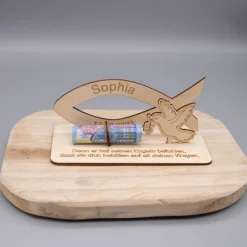 Geldgeschenk Taufe - Konfirmation - aus Holz personalisiert