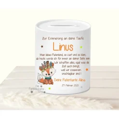 Geldgeschenk Taufe Spardose Regenbogen personalisiert