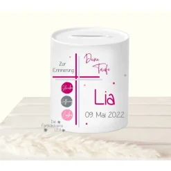 Geldgeschenk Taufe Spardose Regenbogen personalisiert