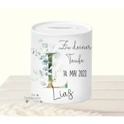 Geldgeschenk Taufe Spardose Regenbogen personalisiert