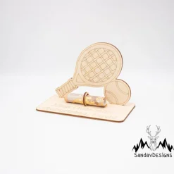 Geldgeschenk Tennis - aus Holz personalisiert